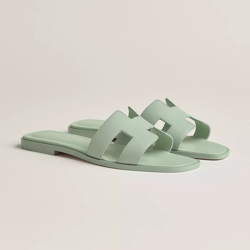 Hermes Sandales Oran Vert Pastel