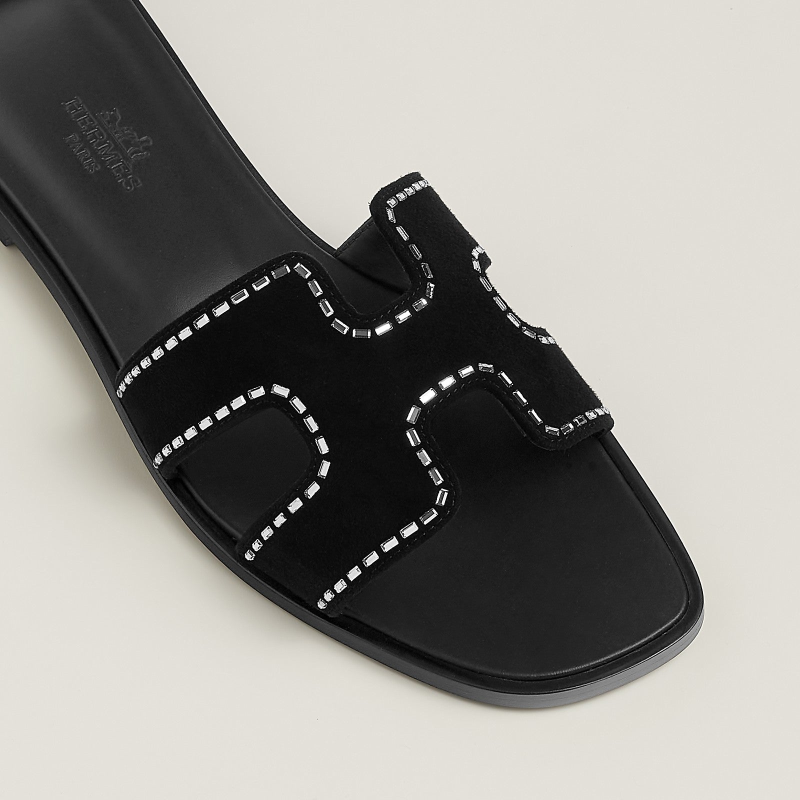 Hermes Sandales Oran Noir Brillant